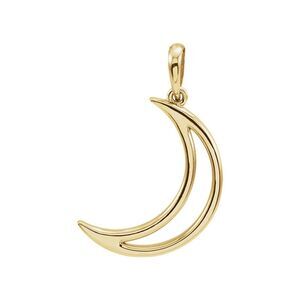 14k Yellow Gold Polished Crescent Moon Pendant, 12 x 25mm